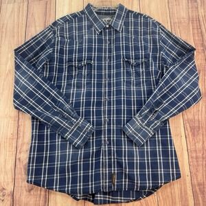 Wrangler Retro Premium Blue Pearl Snap Western Shirt  Blue/White Plaid Men's 2XL